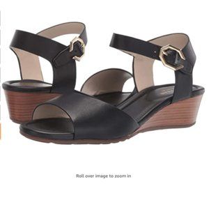 Cole Haan Evette Wedge Sandal - Black Leather